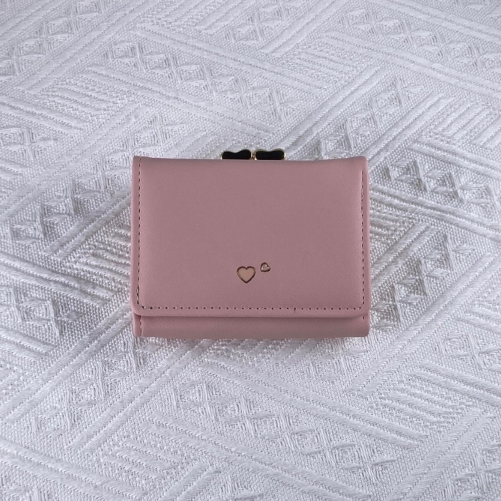 Wallet for Women,Fashion Snap Closure Trifold Wallet for Girls,Kiss-lock Clutch